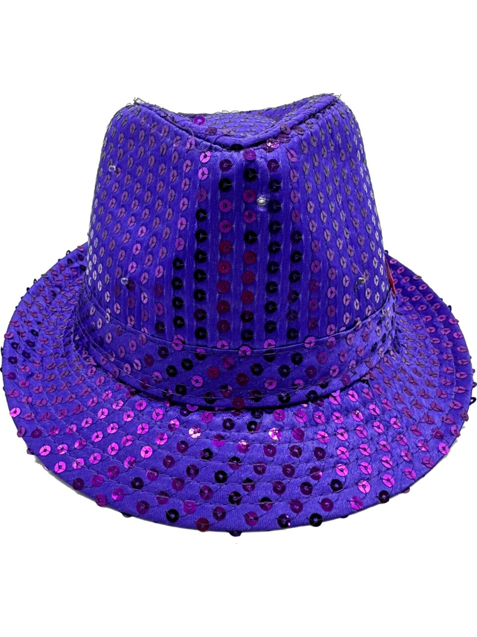 Adult's LED Light Up Purple Sequin Fedora Jazz Hat Costume Accessory